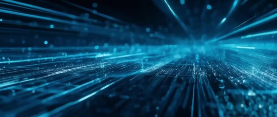 Poster - Future Tech Abstracts Deep Blue Data Stream Background