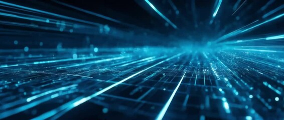 Poster - Future Tech Abstracts Deep Blue Data Stream Background