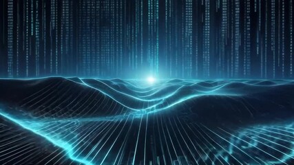 Poster - Future Tech Abstracts Deep Blue Data Stream Background