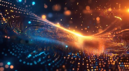 Poster - Future Tech Abstracts Deep Blue Data Stream Background