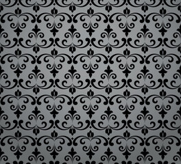 Wall Mural - Flower geometric pattern. Seamless vector background. Gray and black ornament. Ornament for fabric, wallpaper, packaging. Decorative print