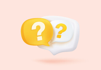 3d question answer sign or problem icon. speak bubbles question mark sign or ask faq and qa answer s
