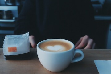 Poster - Heart Latte Art in a White Cup