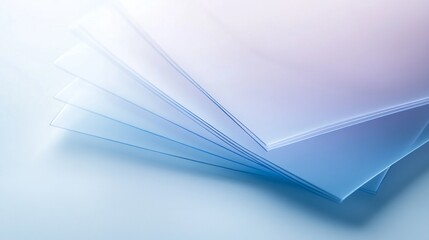 Aufkleber - Translucent sheets stacked softly, blending shades of blue and white. This calming arrangement fosters creativity in an inspiring workspace, inviting artistic exploration and innovation
