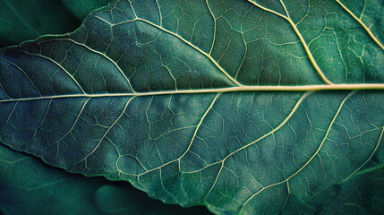 Wall Mural - Marco Dark green leaf closeup texture background wallpaper