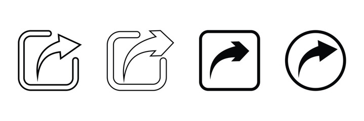 Poster - Share icon. Icon set of link. Link, share link, external link black vector icon set. Isolated symbols on white background. Redirecting links button.