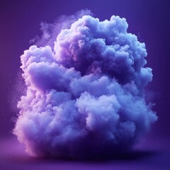 Fototapete - 3d render of fluffy white cloud isolated on a rich purple background dust particles gently swirling around it The cloud is centered in a square frame for a striking visual effect