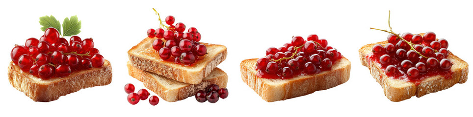 Fototapete - Toast with currant isolate on white background Set Collection Png.