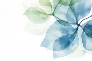 Poster - Elegant Floral Watercolor Composition in Soft Shades of Blue and Green