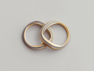 Elegant minimalist logo with two interlocking rings in muted gold and gray