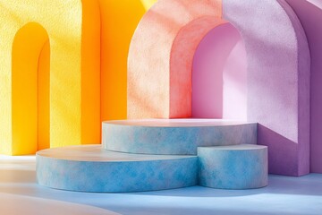 Pastel Archways Frame Colorful Display Platform