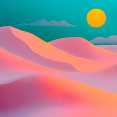 Wall Mural - A Surreal and Captivating Sunset That Is Set Against the Background of Abstract Beautiful Dunes