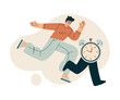 © Happypictures - Time Management with Man Character Run with Clock Organizing Efficient Business Process Vector Illustration
