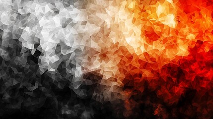 Canvas Print - Abstract fiery orange and grey triangles, low-poly background