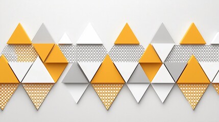 Poster - Abstract geometric triangles, orange white grey, wall background, design texture