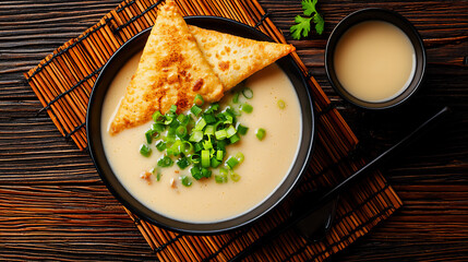 Canvas Print -  serene breakfast with savory soy milk soup and youtiao