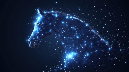 Wall Mural - Abstract glowing horse head profile.