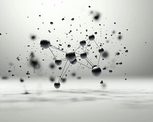 Poster - Abstract molecule structure, grey background, science concept, technology