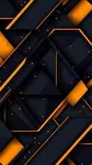 Poster - Abstract orange and black geometric shapes design