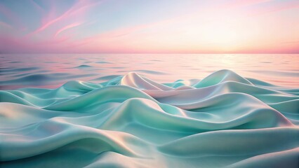 Wall Mural - Serene Seascape Draped in Pastel Silk A Dreamlike Composition of Gentle Waves and Soft Fabric