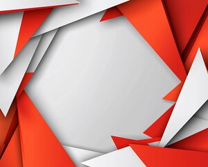 Poster - Abstract red white triangle frame background design