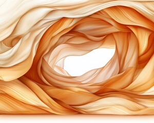 Poster - Abstract swirling fabric, orange and beige, creating a tunnel; design background