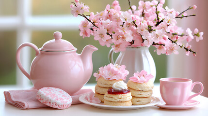 Canvas Print -  tea time with scones and clotted cream