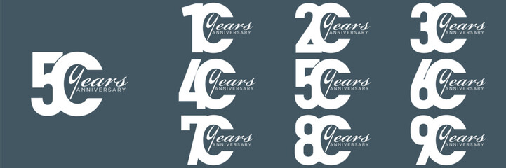 Wall Mural - collection anniversary abstract logotype vector design set icon 10 to 90