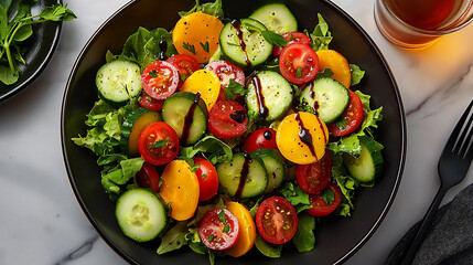 Canvas Print -  vibrant salad bowl with mixed greens