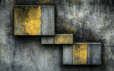 Aufkleber - Abstract yellow grey blocks wall texture background design