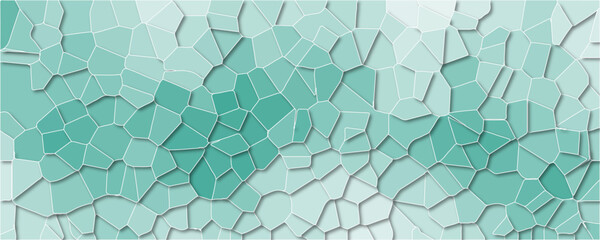 Fototapete - Pastel ligh Mint colored stone tile pattern. Quartz glass is a natural fragment. with white lines broken glass. stained-glass mosaic background  light blue and green. Stony mosaic tiles texture.