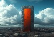 © Olesya - Surreal Stone Column with Orange Ladder in Dreamlike Landscape