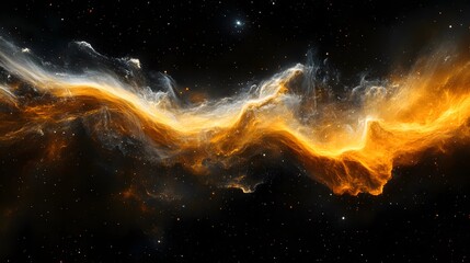 Poster - Large orange nebula with dynamic swirls of cosmic dust against a black background in the universe