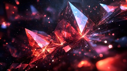 Aufkleber - Colorful abstract background with star and polygon designs in a glimmering night sky