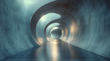 Poster - tunnel with light at the end and spatial symmetry art creating a calm visual effect