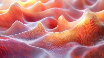 Aufkleber - Close up of red and orange wave illustrations with space-time fabric designs and abstract patterns