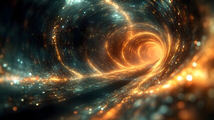 Aufkleber - Spiral of light and quantum realms with shimmering fractal patterns in abstract design