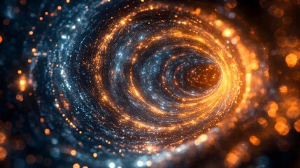 Poster - Spiral of light in center of black hole with fractal patterns in quantum realms shimmering brightly