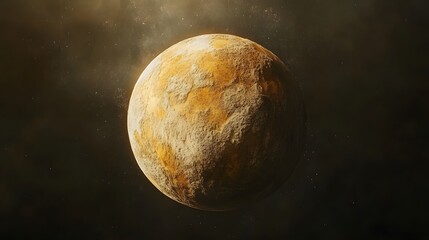 Poster - Large yellow celestial object in the sky with realistic planetary 3d depiction and detailed textures