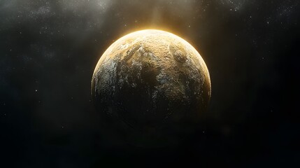 Poster - Large planet with bright sun in the background showcasing realistic 3d planetary depiction