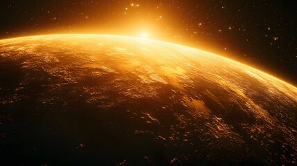 Poster - Large orange planet in a 3d depiction showcasing realistic planetary features and textures