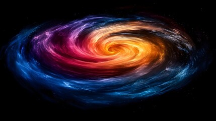 Poster - Colorful spiral galaxy with stars and nebula in a swirling cosmic background 3d concept of space