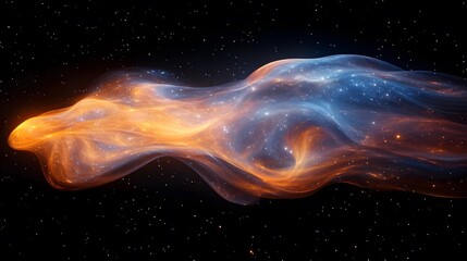Poster - Colorful cosmic nebula with swirling gases and stars in a 3d space environment illustration