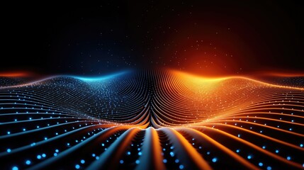 Poster - Dynamic light waves in abstract visualization digital art technology environment futuristic viewpoint