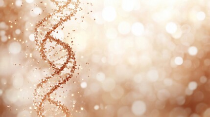 Poster - A shimmering abstract background featuring a DNA-like spiral with sparkling particles in soft golden hues.