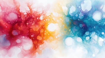 Poster - A vibrant abstract background with blended colors of red, orange, and blue, showcasing soft bubbles and a dreamy texture.