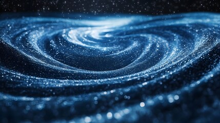 Aufkleber - Blue swirl with water droplets and gravitational waves rippling through a cosmic space background