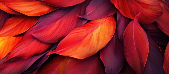 Wall Mural - Vibrant red and orange autumn leaves layered intricately showcasing rich hues and details in a natural display of fall foliage.