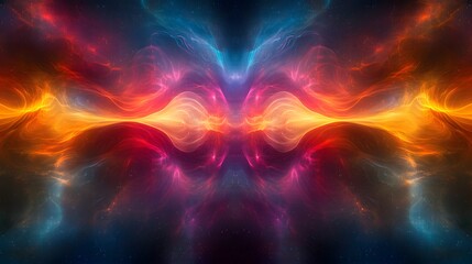 Aufkleber - Colorful abstract background with bright orange and blue swirl and galactic pattern illustrations