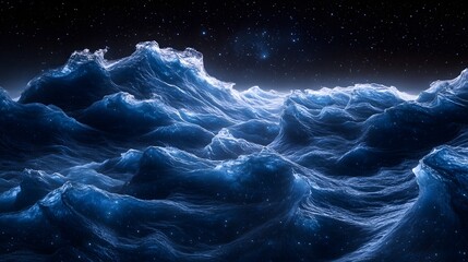 Poster - Large ocean wave crashing with stunning galactic imagery and star fields in the background